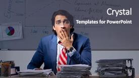  Presentation with financial - Cool new slides with scared audit - young elegant financial specialist working backdrop and a dark gray colored foreground