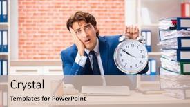  Presentation with elegant man in glasses optics - Amazing PPT layouts having scared audit - young elegant man unhappy backdrop and a lemonade colored foreground