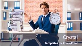  Presentation with elegant furniture design - Beautiful PPT theme featuring scared audit - young elegant man unhappy backdrop and a navy blue colored foreground