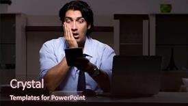  Presentation with work - Presentation having scared audit - young handsome employee and too background and a wine colored foreground