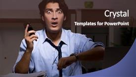  Presentation with work - Cool new PPT theme with scared audit - young handsome employee and too backdrop and a tawny brown colored foreground