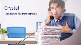  Presentation with unhappy - Theme enhanced with scared audit - young handsome employee unhappy background and a sky blue colored foreground