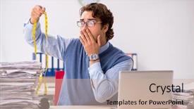  Presentation with unhappy - Colorful slide deck enhanced with scared audit - young handsome employee unhappy backdrop and a soft green colored foreground