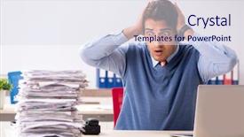  Presentation with unhappy - PPT theme consisting of scared audit - young handsome employee unhappy background and a  colored foreground