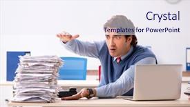  Presentation with unhappy - Slide set consisting of scared audit - young handsome employee unhappy background and a sky blue colored foreground