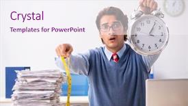  Presentation with unhappy - Presentation theme having scared audit - young handsome employee unhappy background and a sky blue colored foreground