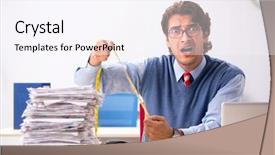  Presentation with unhappy - Presentation design having scared audit - young handsome employee unhappy background and a sky blue colored foreground