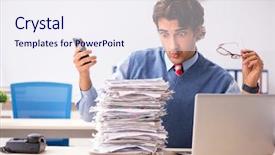  Presentation with employee of year - Presentation with scared audit - young handsome employee unhappy background and a sky blue colored foreground