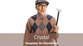  Presentation with power cable - Slides having scared-elderly-man-holding background and a tawny brown colored foreground