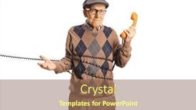  Presentation with cable - PPT layouts with scared-elderly-man-tangled background and a violet colored foreground