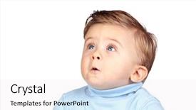  Presentation with blue eyes - Colorful PPT layouts enhanced with scared face - beautiful blond baby with blue backdrop and a  colored foreground