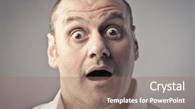  Presentation with old wite man and his music - Cool new PPT layouts with scared face - man with astonished expression backdrop and a coral colored foreground