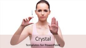  Presentation with plastic surgery - Audience pleasing slides consisting of scared face - woman in plastic surgery concept backdrop and a coral colored foreground