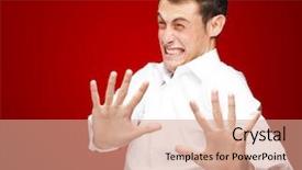  Presentation with hands holding - Presentation with scared face - young man holding his hands background and a coral colored foreground