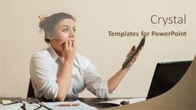  Presentation with balance - Presentation design enhanced with scared-female-bookkeper-looks background and a lemonade colored foreground