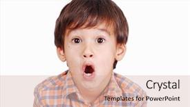  Presentation with face ain - Amazing presentation theme having scared kids - cute funny boy with surprised backdrop and a lemonade colored foreground