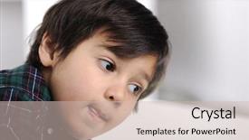  Presentation with toothpaste little kid boy brushing - Cool new PPT theme with scared kids - happy beautiful kid boy backdrop and a  colored foreground