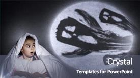  Presentation with bed - Theme with scared kids - little cute girl in bed background and a  colored foreground