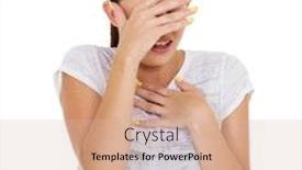  Presentation with teen girl - Cool new PPT theme with scared teen girl isolated on white backdrop and a soft green colored foreground