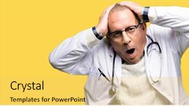  Presentation with medical robot hand and doctor - Slide set with scared with hands on head background and a yellow colored foreground