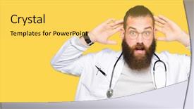  Presentation with beard - PPT layouts having scared with hands on head background and a yellow colored foreground