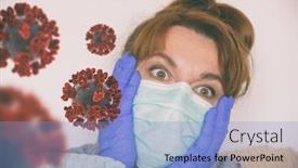  Presentation with fear - Slides having scared-woman-sitting-at-home background and a light blue colored foreground