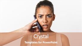  Presentation with man holding phone - Amazing slides having scared young african woman sitting backdrop and a coral colored foreground