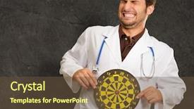  Presentation with black eye doctor - Beautiful presentation theme featuring scared young doctor holding bulls backdrop and a tawny brown colored foreground