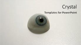  Presentation with eye glass - Presentation theme enhanced with scarey - antique human glass eye background and a  colored foreground