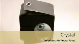  Presentation with eye glass - PPT theme with scarey - antique human glass eye background and a  colored foreground