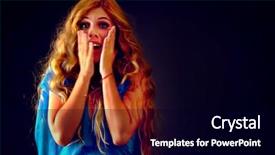  Presentation with horror - Presentation design enhanced with scarey - frightened woman screaming with fear background and a  colored foreground