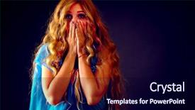  Presentation with hair dress - Amazing presentation design having scarey - frightened woman screaming with fear backdrop and a  colored foreground