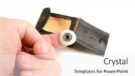  Presentation with eye glass - Slides with scarey - human hand holds a genuine background and a sky blue colored foreground