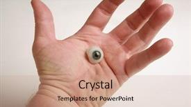  Presentation with eye glass - Slides enhanced with scarey - human hand holds a genuine background and a  colored foreground