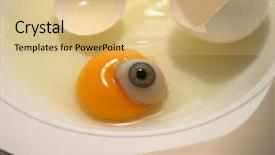  Presentation with human eye - Cool new PPT theme with scarey - voodoo concepts a cracked chicken backdrop and a  colored foreground