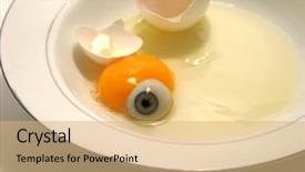  Presentation with human eye anatomy - Colorful presentation theme enhanced with scarey - voodoo concepts a cracked chicken backdrop and a  colored foreground