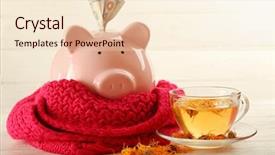  Presentation with health insurance concept - Beautiful presentation theme featuring scarf and pills health insurance backdrop and a lemonade colored foreground