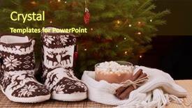  Presentation with fir tree - Theme enhanced with scarf and warm home slippers background and a tawny brown colored foreground
