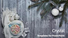  Presentation with fir tree - Beautiful PPT theme featuring scarf gift boxes fir tree backdrop and a gray colored foreground