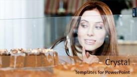  Presentation with pies - Amazing slide deck having scarf looking at the bakery backdrop and a coral colored foreground