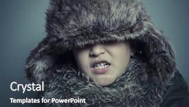  Presentation with winter storm - Audience pleasing PPT theme consisting of scarf sad child with fur hat and winter coat cold concept and storm backdrop and a dark gray colored foreground