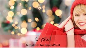  Presentation with christmas holidays - PPT theme consisting of scarf with red shopping background and a coral colored foreground