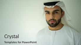  Presentation with arabic - Beautiful presentation theme featuring scarfs dubai - arabic young businessman posing backdrop and a light gray colored foreground