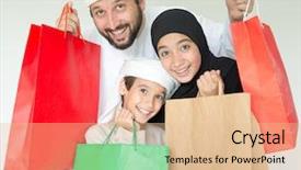  Presentation with family shopping - Amazing theme having scarfs dubai - happy arabic family with mall backdrop and a lemonade colored foreground