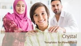 Presentation with muslim family - Slide deck with scarfs dubai - happy arabic muslim family background and a lemonade colored foreground