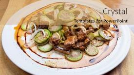  Presentation with eggplant - Colorful slide set enhanced with scarlet-eggplant-jil-with-onion backdrop and a yellow colored foreground