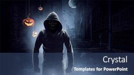  Presentation with creepy - Theme with scary-and-creepy-male-monster background and a ocean colored foreground