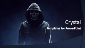  Presentation with creepy - Slide deck with scary-and-creepy-male-monster background and a wine colored foreground