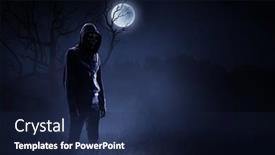  Presentation with creepy - PPT theme featuring scary-and-creepy-male-monster background and a navy blue colored foreground