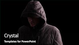  Presentation with mystery crime - Theme featuring scary and creepy man hiding background and a black colored foreground